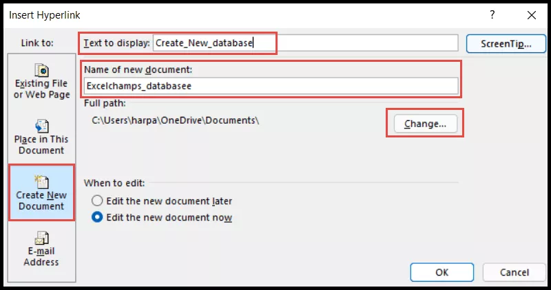 Adăugarea unui hyperlink pentru a deschide un nou registru de lucru